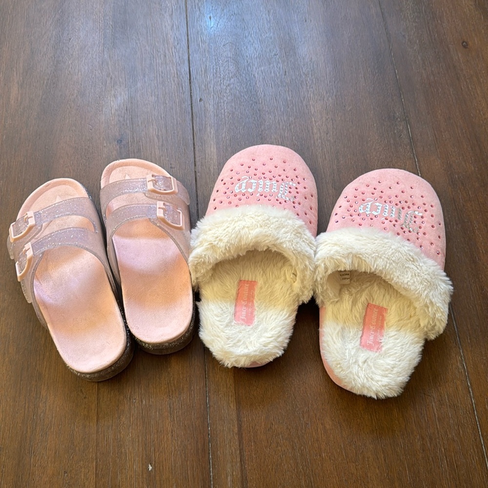Size 2/3 Juicy Couture slippers and generic pink slides